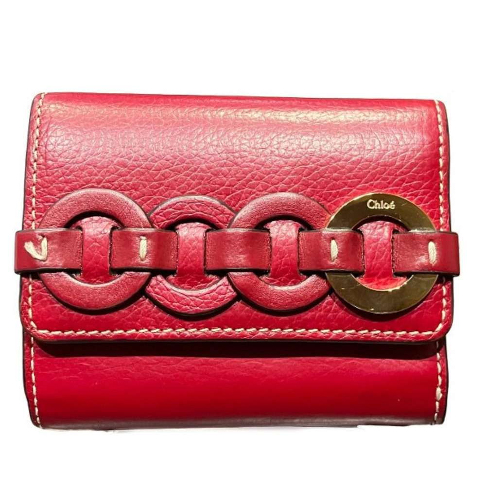 Chloé Chloe Daryl Red Tri-fold Wallet Mini for Women